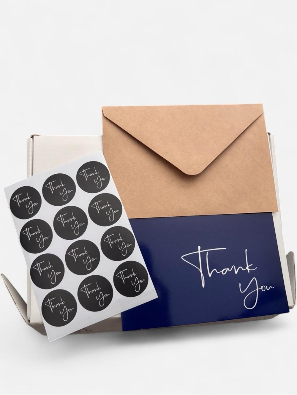 Navy Blue Thank You Card Set With 50 Cards, Envelopes, Stickers